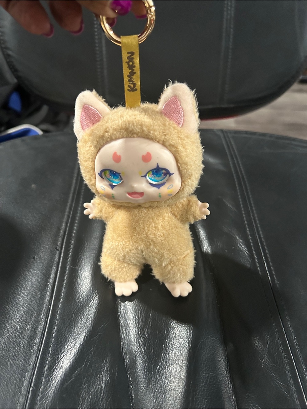 Kimmon mimon plush  Keychain  bag accessory Cream Cat Costume
